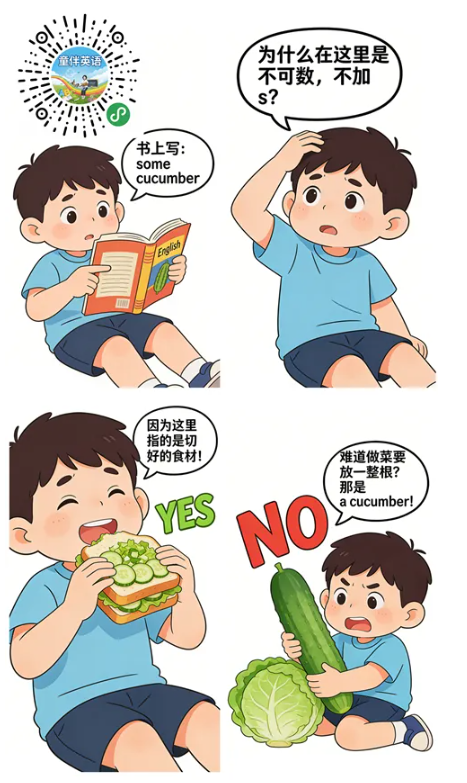 名词单复数「切菜法」四格漫画